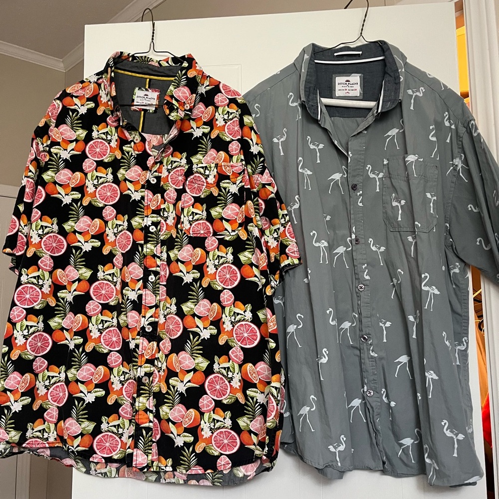 2 Ditch Plains Button Up Short Sleeve Shirts Size XXL